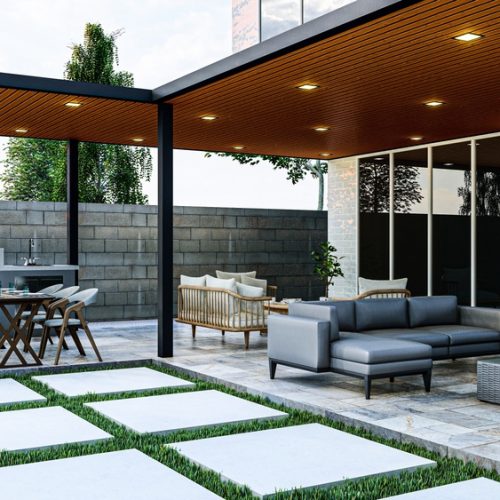 3d,Modeling,And,Rendering,Of,Pergola,,Seating,Area,Design